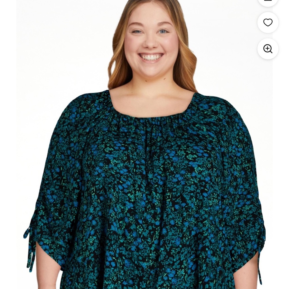 Terra & Sky Blue and Black Floral Blouse